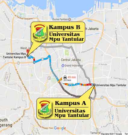 Peta Lokasi (Google Map) Universitas Mpu Tantular Jakarta Nomor